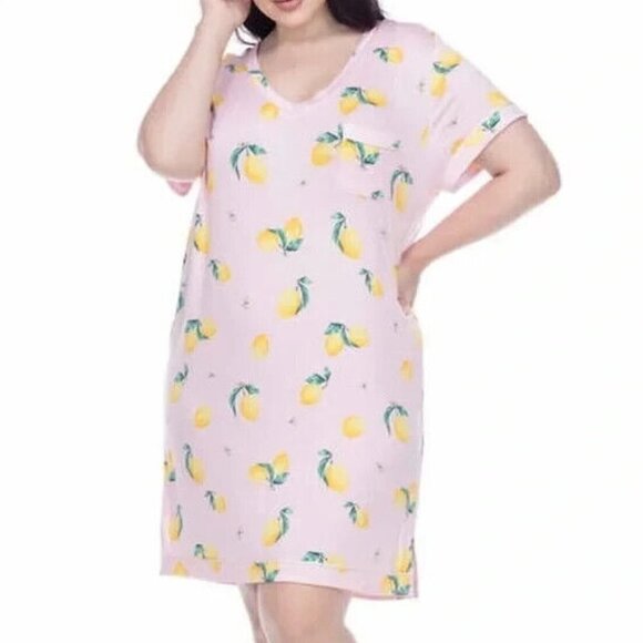 🔥 3/$15 🔥 Honeydew Night Shirt Lemon Print Whimsy Summer Modest College Dorm M - Picture 1 of 7